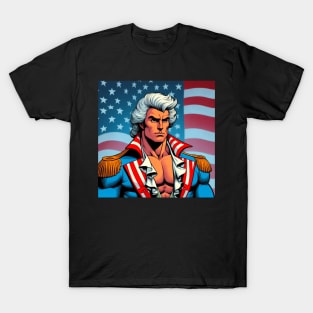 Founding Bro: George Washington with American Flag T-Shirt